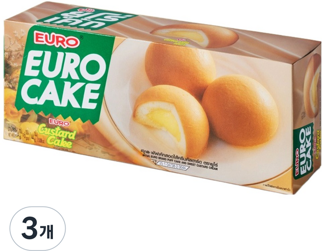 泰國 EURO 原味卡士達蛋糕, 144g, 3個