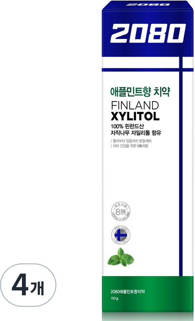 2080 자일리톨 애플민트 치약, 110g, 4개