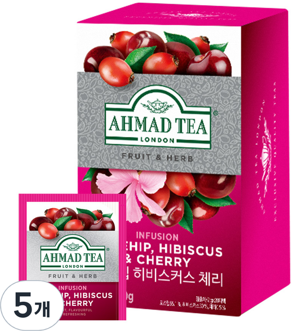 아마드티 로즈힙 히비스커스 체리 티, 2g, 20개입, 5개