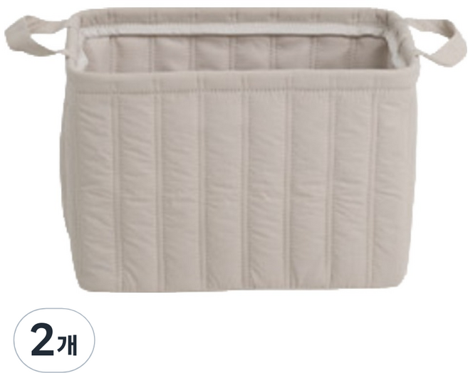 퀼팅 사각 바스켓, 베이지, 2개