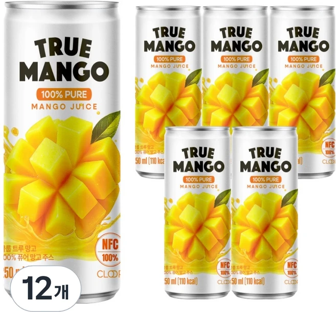 클룹 트루망고 100% 퓨어 주스, 12개, 250ml - 쿠팡