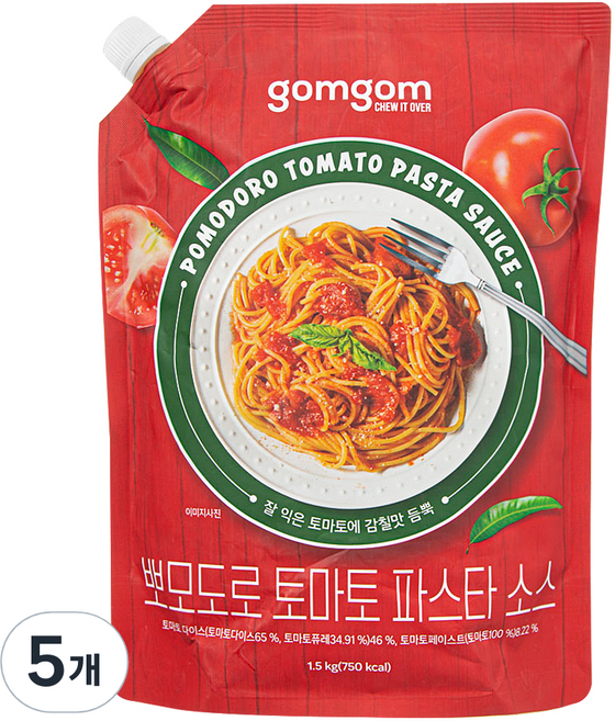 뽀모도로 토마토 파스타 소스, 1.5kg, 5개