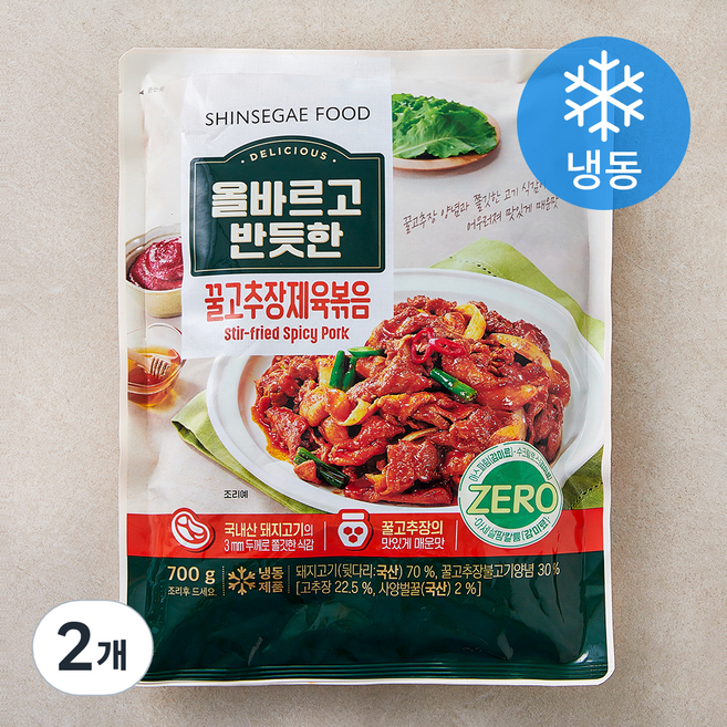 올바르고반듯한 꿀고추장 제육볶음 (냉동), 700g, 2개