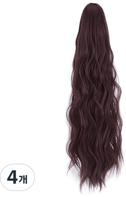 하이유니 히피 펌 포니테일 가발 55cm, 다크브라운, 4개