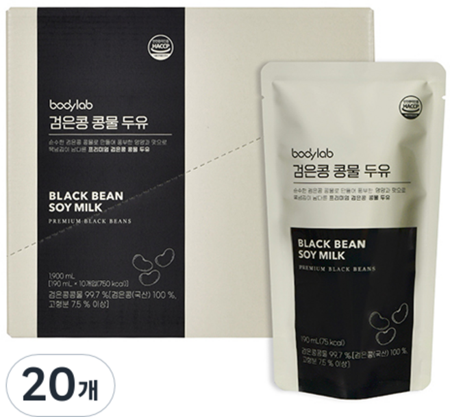 바디랩 검은콩 콩물 두유, 190ml, 20개