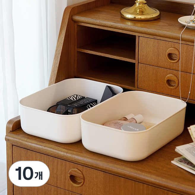 팬트리수납 정리바스켓, 크림, 10개