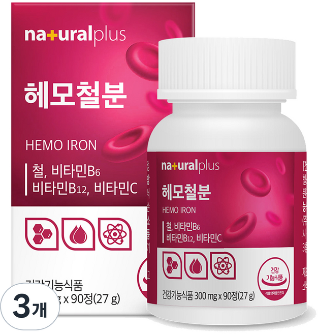 내츄럴플러스 헤모철분 300mg, 27g, 3개