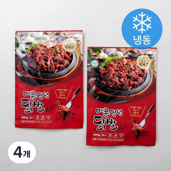 푸드밀리 매운양념닭발 (냉동), 400g, 4개