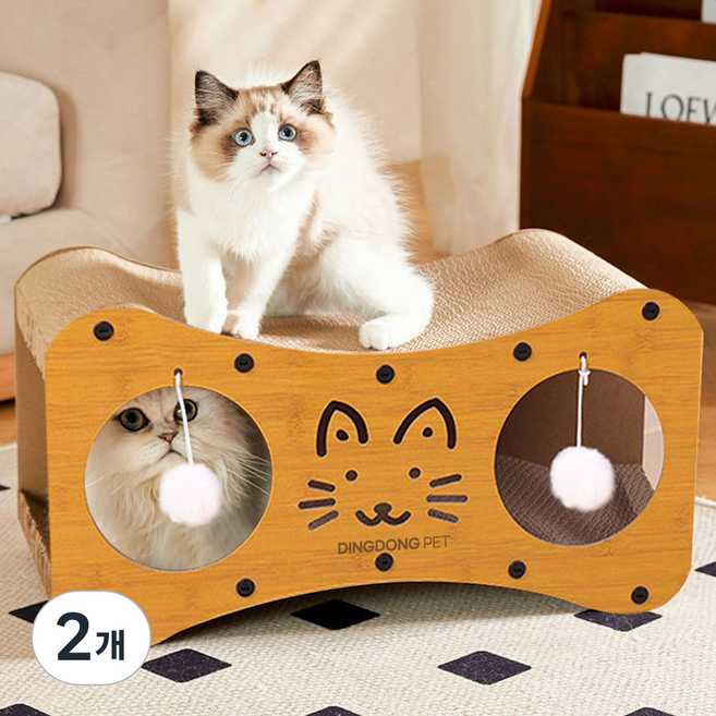 딩동펫 사탕 숨숨집 스크래쳐, 브라운, 2개