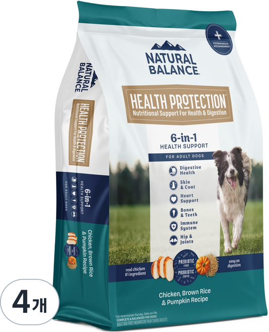 내추럴발란스 어덜트 헬스프로텍션 레시피 도그 건식사료 LARGE, 닭+호박, 1.81kg, 4개