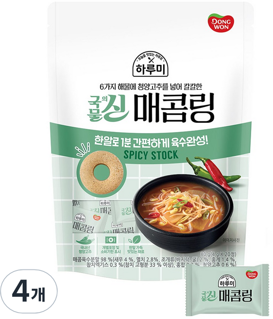 동원 하루미 국물의신 매콤링, 4개, 80g
