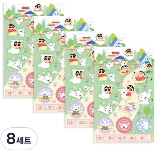 플라잉웨일즈 짱구는못말려 컨셉스티커, 흰둥이, 8세트