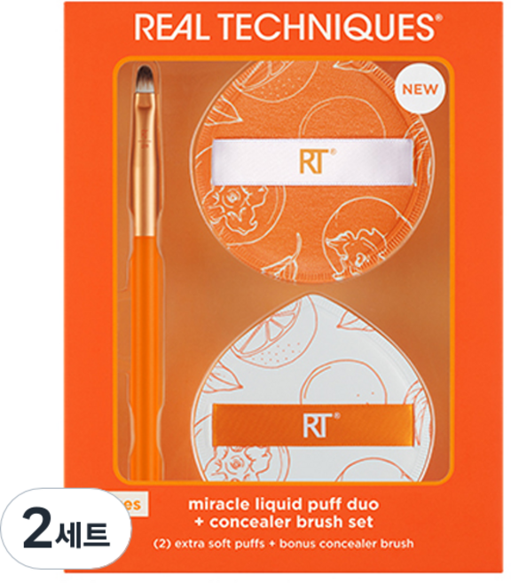 REAL TECHNIQUES 奇蹟液態粉撲 + 遮瑕刷具組, 單一顏色, 2套