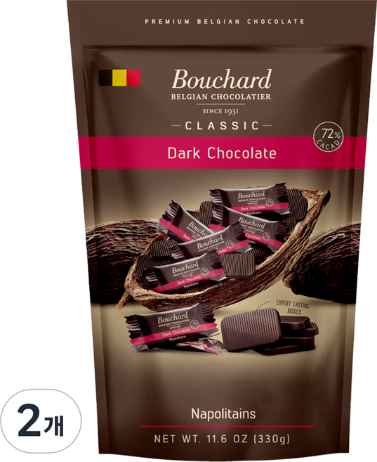 Bouchard 拿坡里經典72%黑巧克力, 330g, 2個