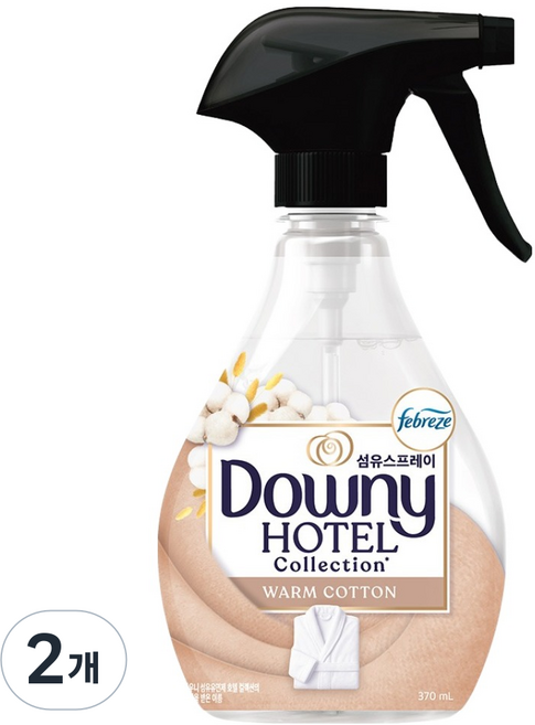 다우니 호텔컬렉션 섬유스프레이 웜코튼향 본품, 2개, 370ml