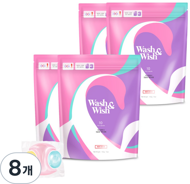 워시앤위시 프리미엄 캡슐세제 들꽃향, 10개입, 8개