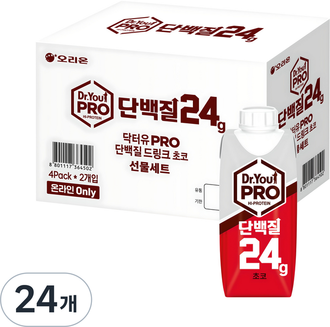 닥터유 프로 단백질 드링크 초코 선물세트, 250ml, 24개