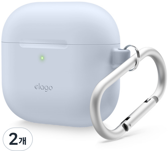 엘라고 실리콘 행 케이스, 에어팟 4, 라이트블루, 2개