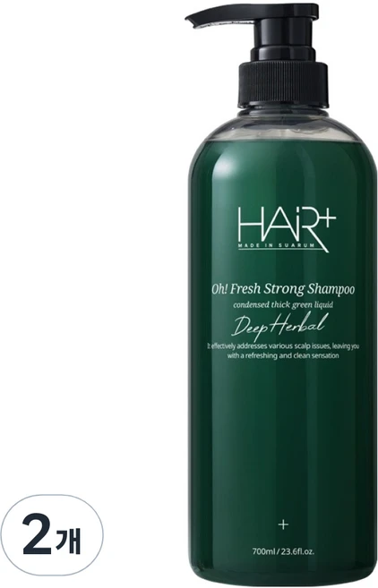 헤어플러스 오프레시 딥 허벌 스트롱 샴푸 프레시 그린 향, 700ml, 2개 - 쿠팡