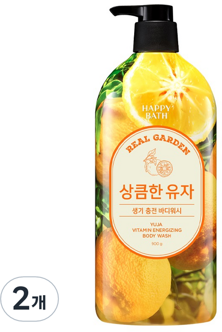 HAPPY BATH Real Garden維他命活力沐浴露 清爽柚子香, 900g, 2瓶
