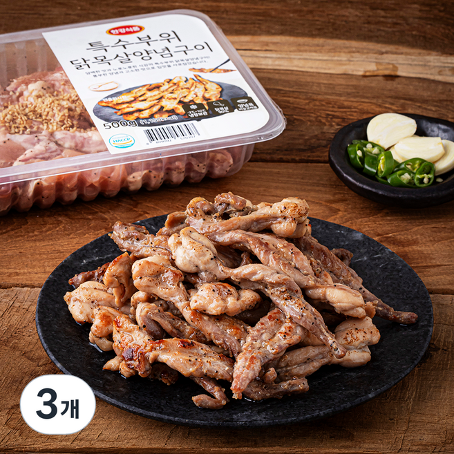한강씨엠 특수부위 닭 목살 양념구이, 500g, 3개