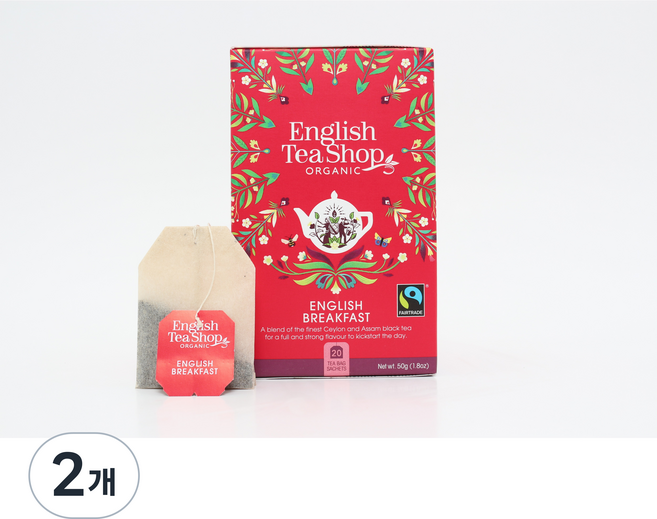 잉글리시티샵 유기농 잉글리시 블랙퍼스트 홍차, 2.5g, 4개, 2개, 20개입