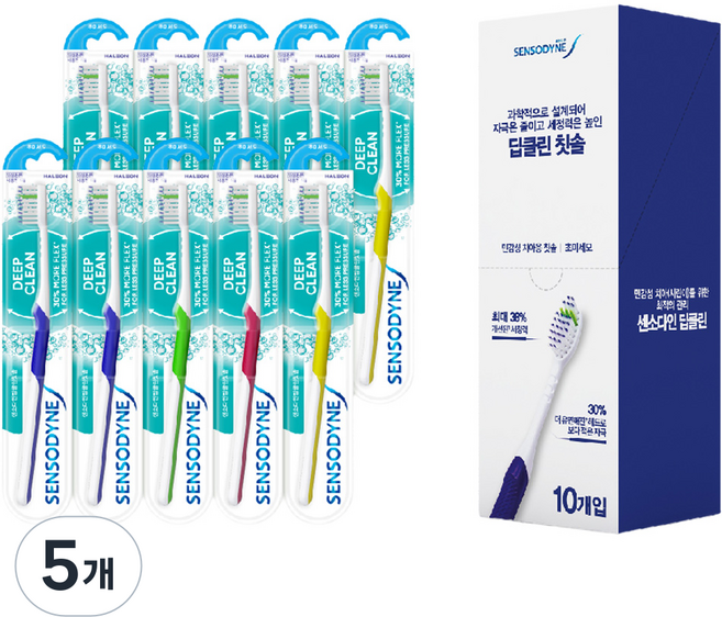 SENSODYNE 舒酸定 深層清潔牙刷 隨機出貨, 5個, 10入