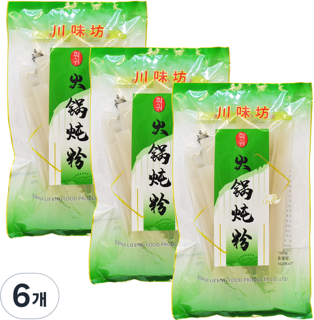 천미방 훠궈 마라탕용 넓적 당면, 300g, 6개