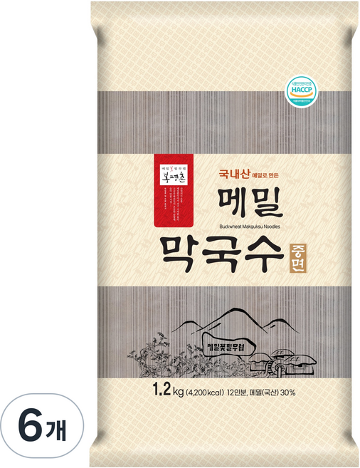 봉평촌 메밀 막국수 중면, 6개, 1.2kg