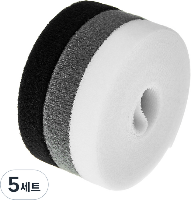 comet 家用魔鬼氈束線帶 3 m 3色組, 黑色+白色+灰色, 5套