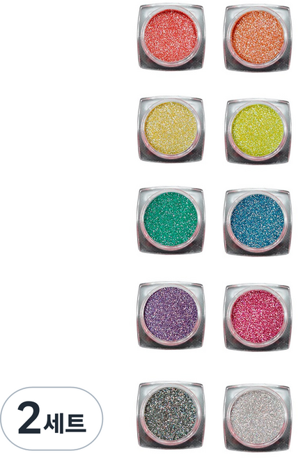 아이빛 베러톤 네일아트 레인보우 반사 글리터 10종세트, 빨강, 주황, 노랑, 연두, 초록, 파랑, 보라, 핑크, 블랙, 실버, 2세트