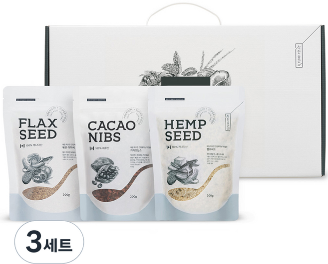 착한습관 슈퍼푸드 3종 카카오닙스 + 햄프씨드 + 볶음아마씨, 3세트