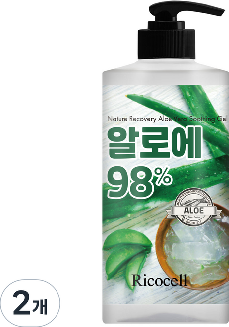 리코셀 네이처 리커버리 알로에 수딩 젤 이엑스, 1L, 2개