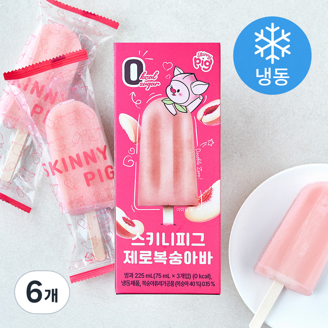 스키니피그 제로 복숭아바 (냉동), 6개, 3개입, 75ml