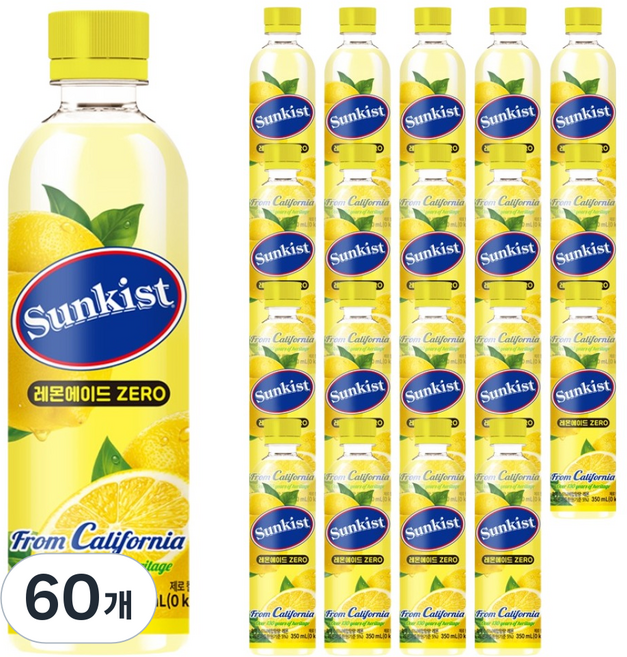썬키스트 레몬에이드 제로, 350ml, 60개