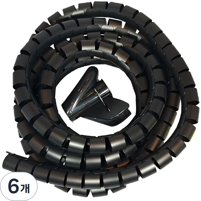 컴잇 매직케이블 전선정리 25mm X 3M 블랙, 6개