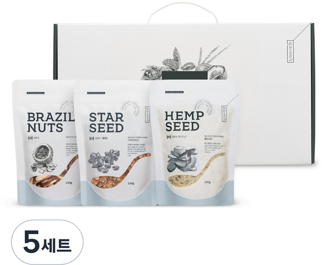 착한습관 견과 3종 알찬선물 브라질너트 + 사차인치 + 햄프씨드, 5세트