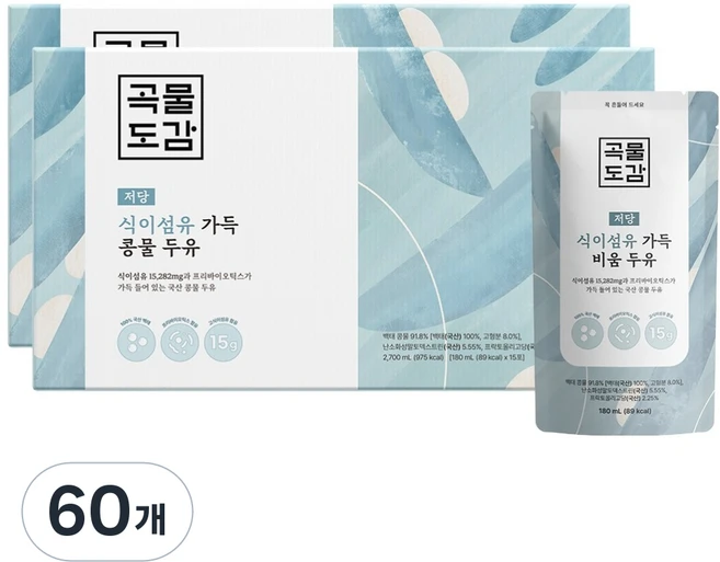 곡물도감 식이섬유 가득 비움두유, 180ml, 60개 - 쿠팡