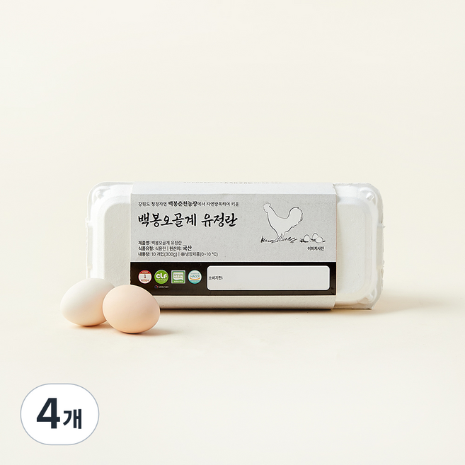 난각1번 백봉오골계 자연방목 유정란 300g, 10구, 4개