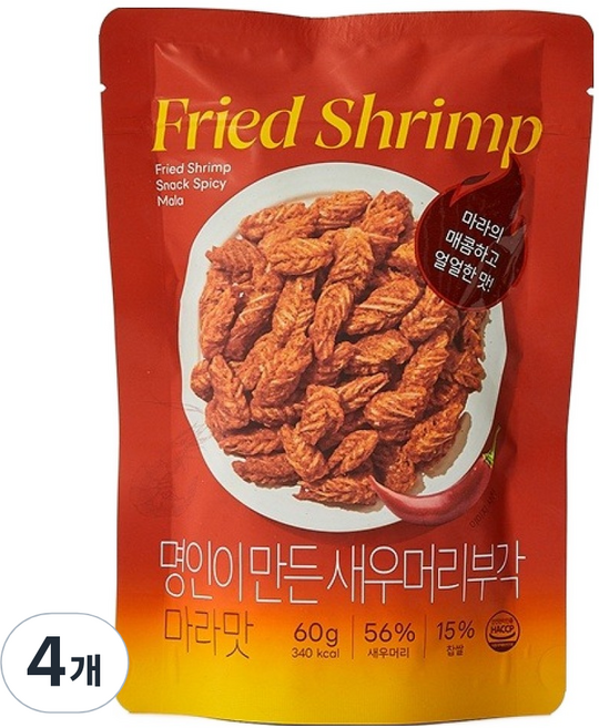 모던하우스 명인이 만든 새우머리부각 마라맛, 4개, 60g