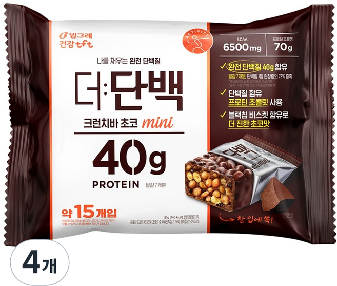 더단백 크런치바 초코 mini, 161g, 4개