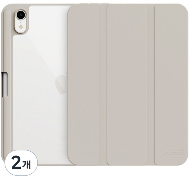 지에스비케이스 아이패드 애플펜슬 수납 클리어 하이브리드 케이스, 애쉬그레이, 2개