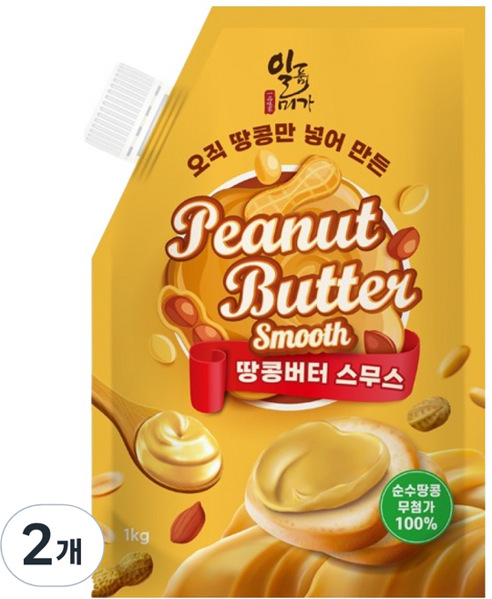 일품미가 스무스 100% 땅콩버터 잼, 2개, 1kg