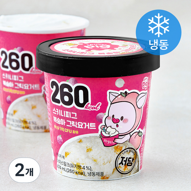 스키니피그 복숭아 그릭요거트 (냉동), 2개, 1개입, 474ml