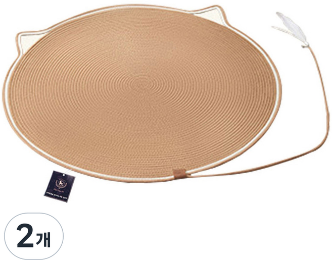 딩동펫 고양이 흔들깃털 라운드 스크래쳐 매트, 브라운, 2개