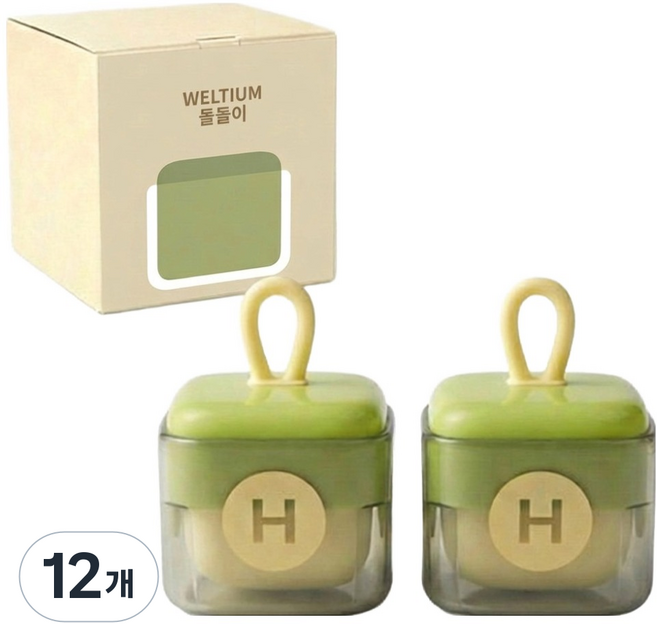 웰티움 휴대용 미니 돌돌이 의류 찍찍이 롤러, 그린, 12개