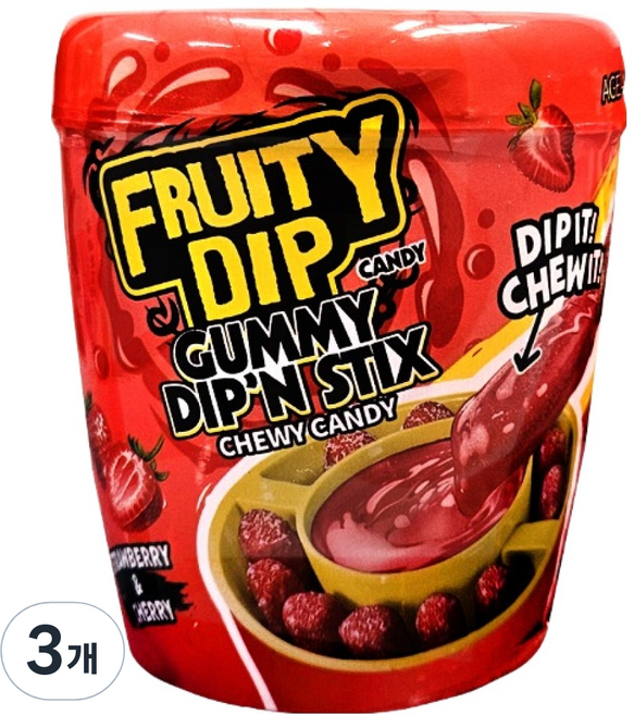 Fruity Dip Jelly 沾醬軟糖與棒糖 櫻桃味 草莓味, 3個, 96g