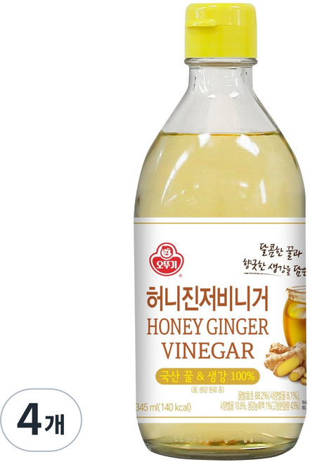 오뚜기 허니진저비니거, 4개, 345ml