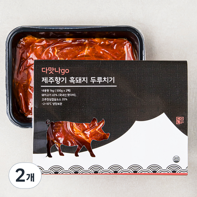 다맛나고 제주향기 흑돼지 두루치기, 1kg, 2개