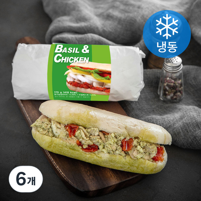 테이트 바질 앤 치킨 샌드위치 (냉동), 170g, 1개입, 6개